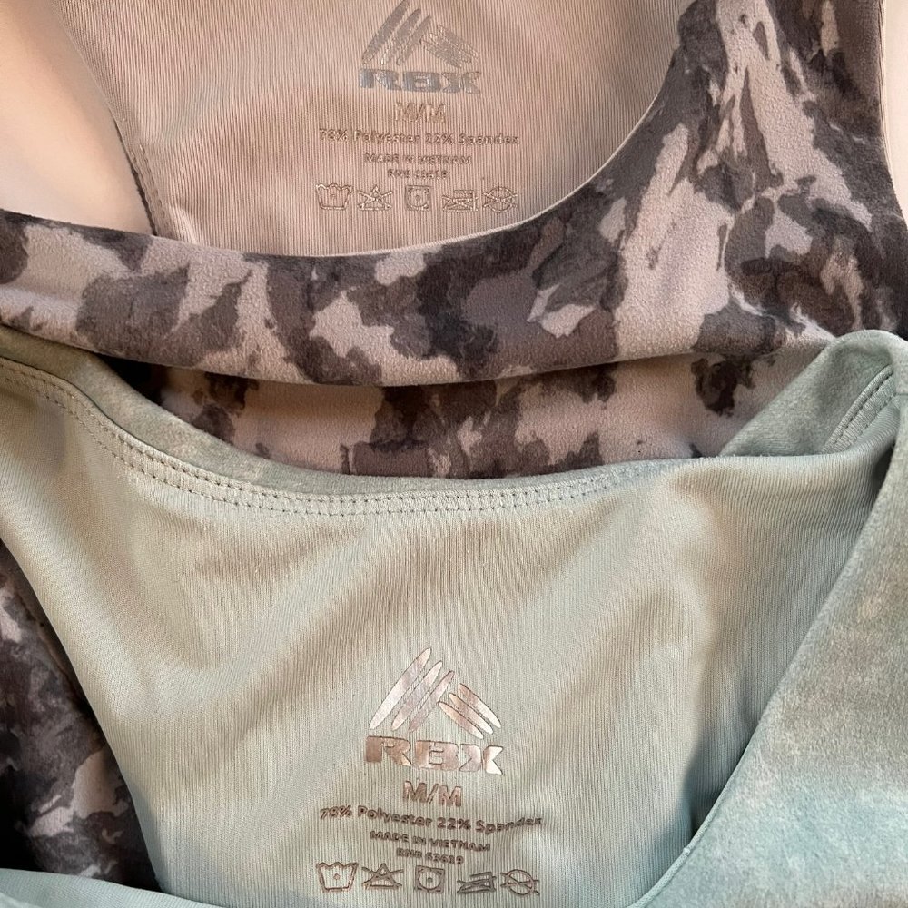RBX Zen Watercolor Light Green and Tie-Dye Grey Bra Crop Tank Tops (Set of 2), M - Picture 6 of 9